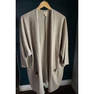 Donni Women's Striped Ribbed Sandwash Beige Open Front Cardigan, One Size.